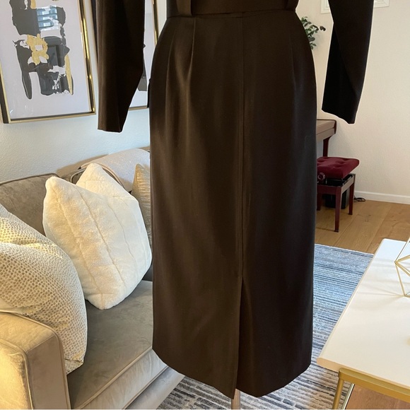 VTG Nordstrom Town Square Long Sleeve Belted Black Midi Dress, Size 8 - Picture 4 of 15